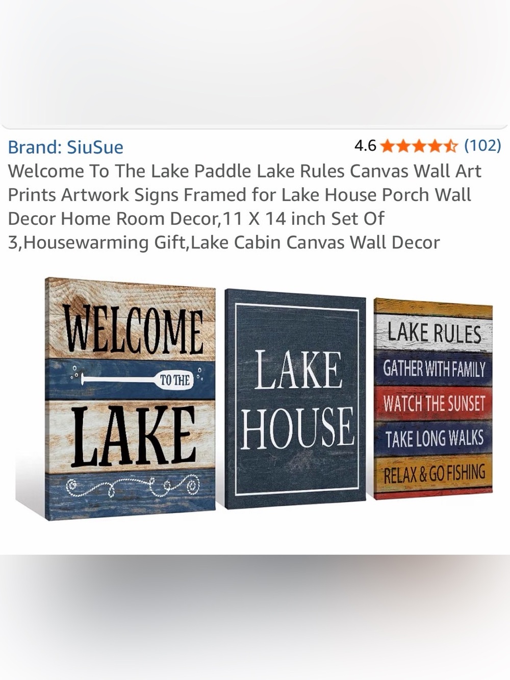 Lake House Wall Signs-Home Wall Decor-3pk